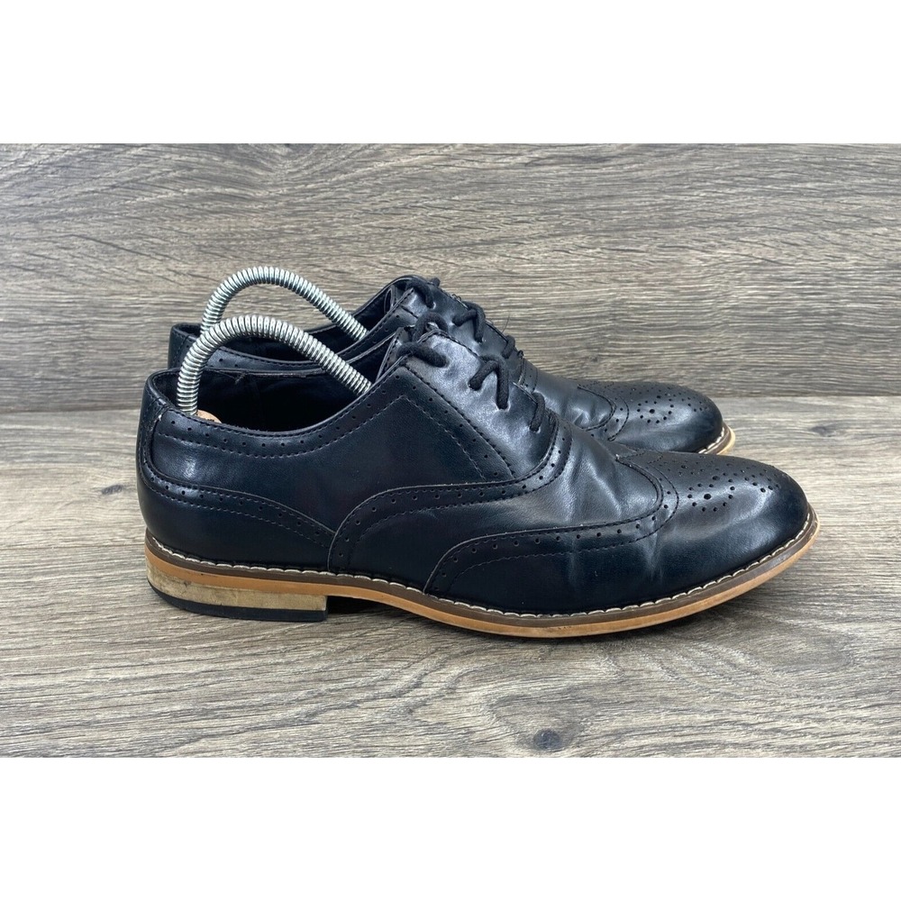 Stacy‎ Adams Leather Dunbar Wingtip Oxford Shoes Boy's Size 3 Black 43419-001